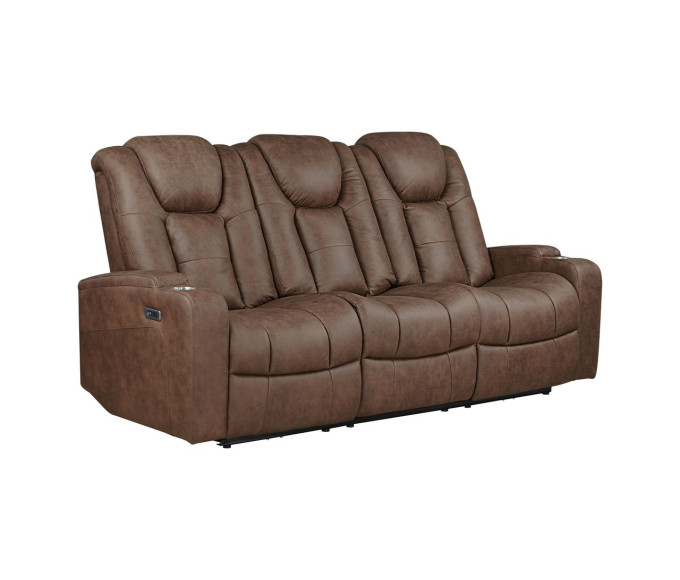 Luna Microfiber Power Reclining Sofa Brown Luna Microfiber Power Reclining Sofa Brown